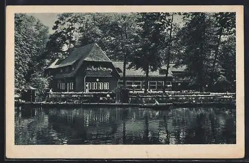AK Berlin-Tiergarten, Neuer See und Blick zum Restaurant