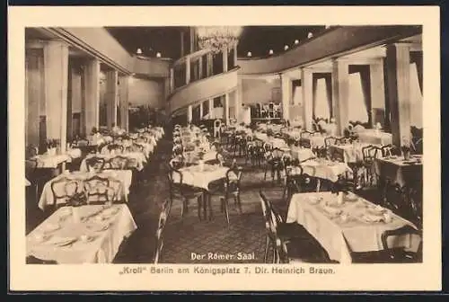 AK Berlin-Tiergarten, Krolloper am Königsplatz 7, Römer Saal