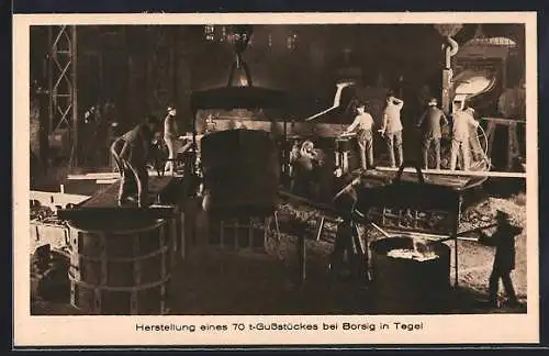 AK Berlin-Tegel, Herstellung eines 70-t-Gusstückes bei Borsig