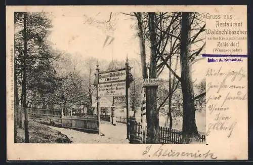 AK Zehlendorf, Restaurant Waldschlösschen, Inh. A. Schenkel