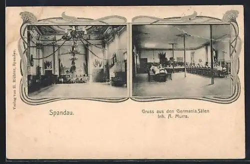 AK Berlin-Spandau, Restaurant Germania-Säle, Inh. A. Murra