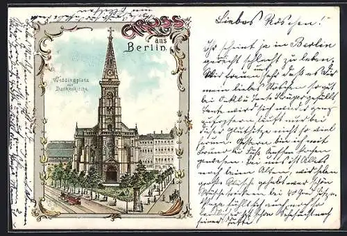 Lithographie Berlin, Weddingplatz mit Dankeskirche