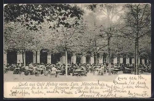 AK München, Café Helbig vorm. Lutz, Odeonsplatz, Hofgarten-Arcaden