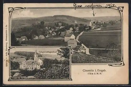 AK Clausnitz i. Erzgeb., Gesamtansicht, Erbgerichts-Gasthof