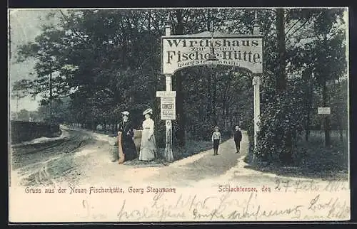 AK Berlin-Schlachtensee, Gasthaus zur Neuen Fischerhütte, Bes. Georg Stegemann