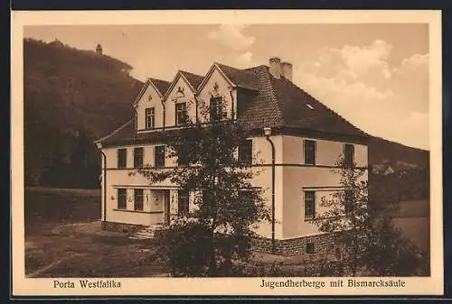 AK Porta Westfalica, Jugendherberge, Bismarcksäule