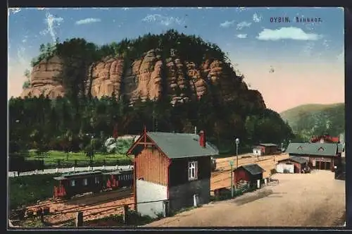 AK Oybin, Bahnhof, Felsformation