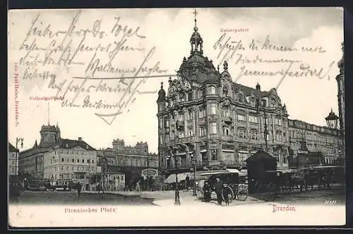 AK Dresden, Pirnaischer Platz, Kaiserpalast, Polizeigebäude