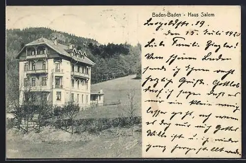 AK Baden-Baden, Hotel Haus Salem
