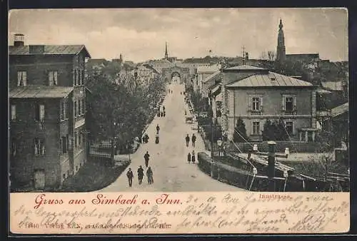 AK Simbach a. Inn, Innstrasse aus der Vogelschau