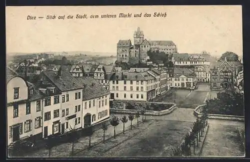 AK Diez, Blick auf die Stadt, den unteren Markt und das Schloss