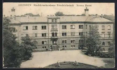 AK Dresden, Stadtkrankenhaus Friedrichstadt, Neues Haus