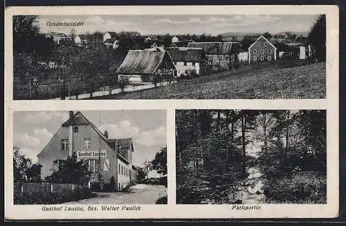 AK Lauske / Pommritz, Gasthof Lauske, Bes. Walter Paulick