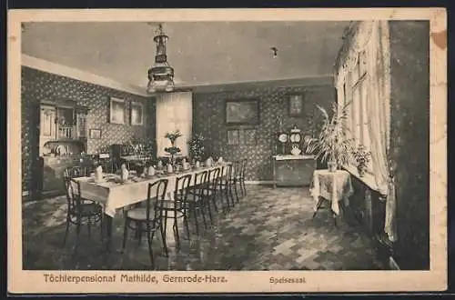 AK Gernrode /Harz, Töchterpensionat Mathilde, Speisesaal