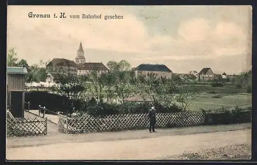 AK Gronau i. H., Ort vom Bahnhof gesehen