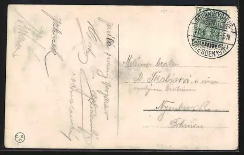 AK Dresden, Boot auf dem Kgl. Zwingerteich