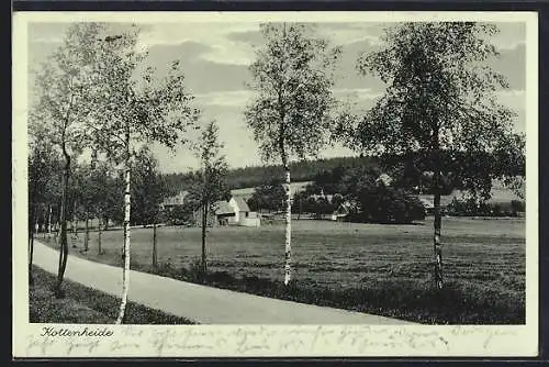 AK Kottenheide, Ortsansicht von der Landstrasse aus