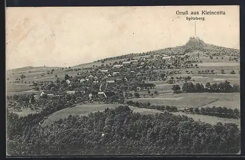 AK Kleincotta, Ortsansicht mit Blick auf den Spitzberg