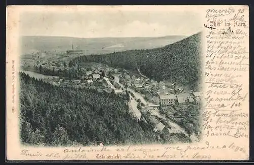AK Oker im Harz, Ortsansicht mit Flusspartie