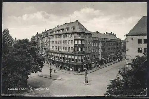 AK Zwickau /Sachs., Cafe Ringkaffee an einer Kreuzung