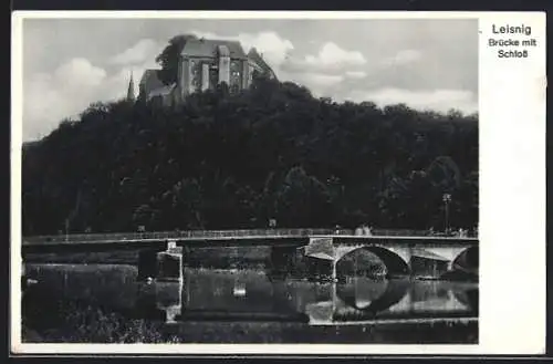 AK Leisnig, Brücke mit Schloss