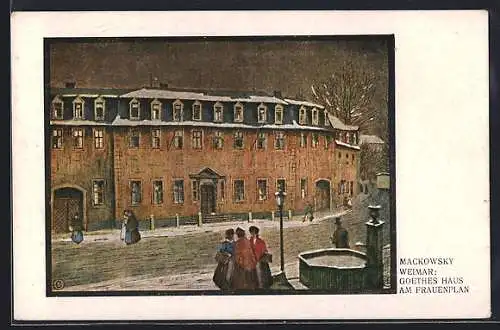 Künstler-AK Weimar / Thüringen, Goethes Haus am Frauenplan