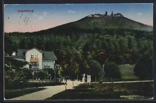 AK Brotterode, Inselsberg, Gastwirtschaft und Pension von der Strasse aus gesehen