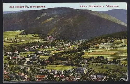 AK Bad Blankenburg, Blick von der Burg Greifenstein über den Ort nach Schwarzeck