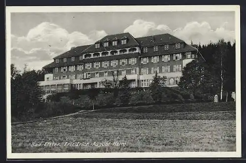 AK Bad Elster, Friedrich-August-Heim und Gartenanlage