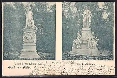 AK Berlin-Tiergarten, Denkmal der Königin Luise und Goethe-Denkmal