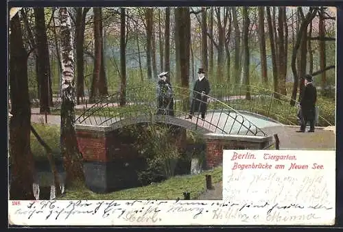 AK Berlin, Tiergarten, Bogenbrücke am Neuen See