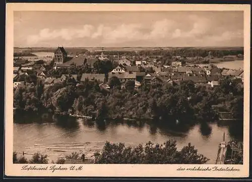 AK Lychen /U. M., Teilansicht mit Kirche