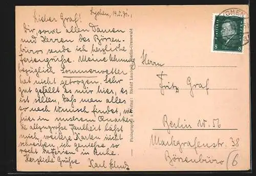 AK Lychen /U. M., Teilansicht mit Kirche