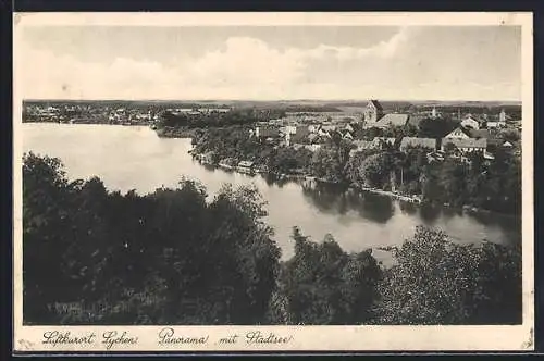 AK Lychen, Panorama mit Stadtsee