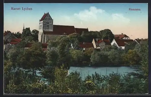 AK Lychen, Panorama mit Kirche