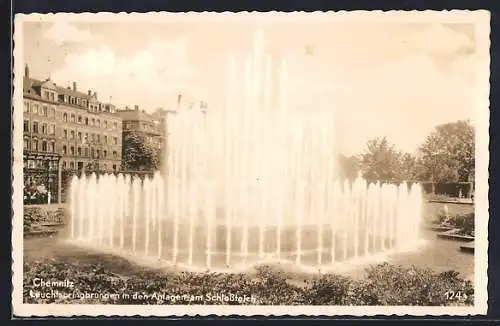 AK Chemnitz, Leuchtspringbrunnen in den Anlagen am Schlossteich