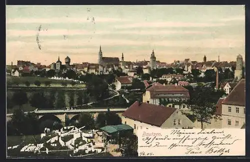 AK Bautzen, Teilansicht mit Kirche