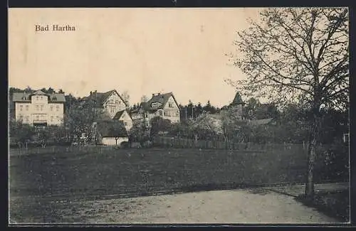 AK Bad Hartha, Ortspartie mit Baum
