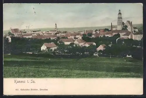 AK Kamenz i. Sa., Teilansicht mit Kirche