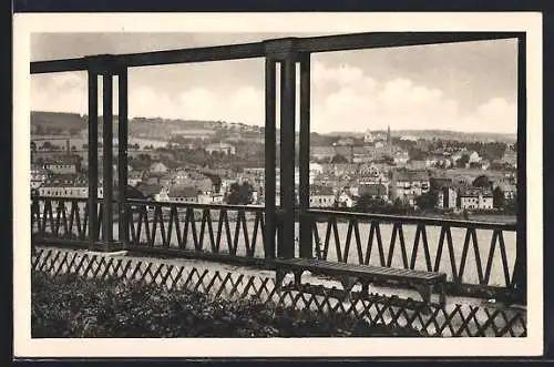 AK Freital, Blick aus der Pergola auf die Stadt