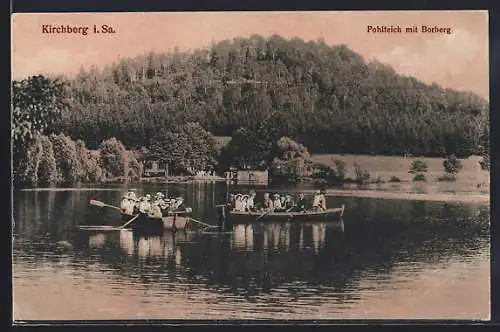 AK Kirchberg i. Sa., Pohlteich mit dem Borberg