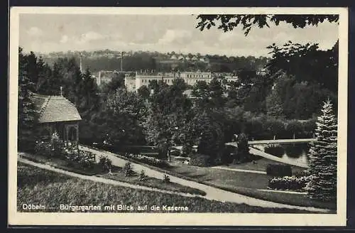 AK Döbeln, Bürgergarten mit Blick auf Kaserne