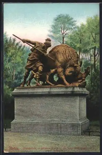 AK Berlin, Tiergarten, Grosser Stern, Germanische Büffeljagd, Figurengruppe