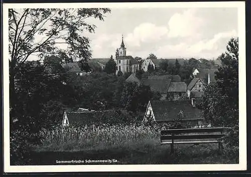 AK Schmannewitz /Sa., Ortsansicht von einerm Aussichtpunkt aus