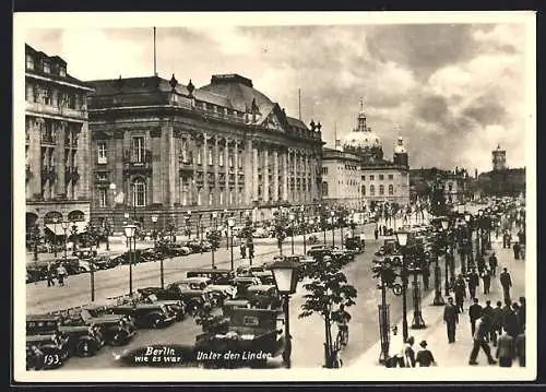 AK Berlin, Unter den Linden, Strassenpartie mit Domblick