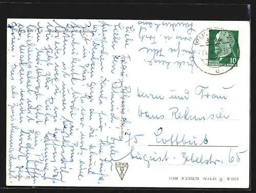 AK Pulsnitz, Rathaus und Gasthaus Ratskeller, Panorama