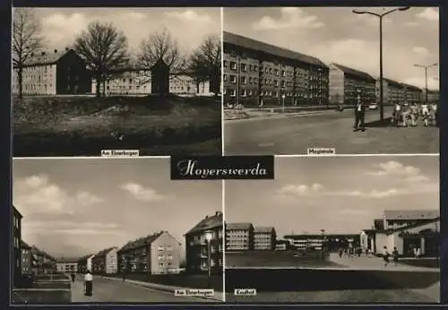 AK Hoyerswerda, Kaufhof, Strassenpartien Elsterbogen u. Magistrale