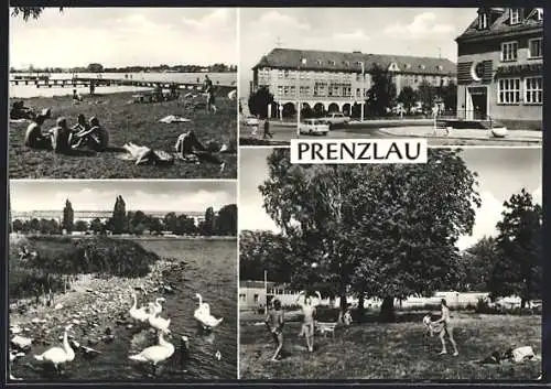 AK Prenzlau, Hotel Uckermark, Badeanstalt am Uckersee