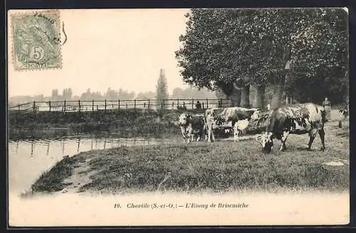 AK Chaville /S.-et-O., L`Étang de Brisemiche avec vaches au pâturage