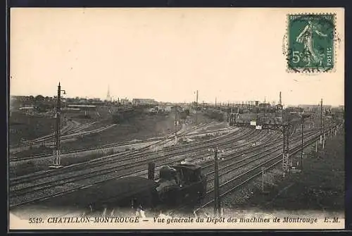 AK Châtillon-Montrouge, Vue générale du Dépôt des machines de Montrouge